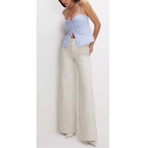 GOOD AMERICAN Palazzo Wide Leg High Rise Jean in BONE SZ: 26 (2)